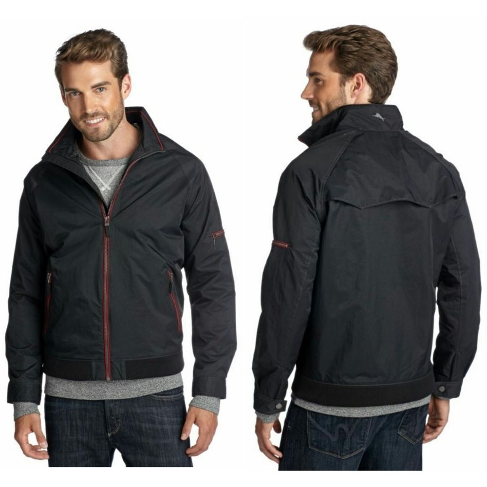 New! TOMMY BAHAMA Catamaran Cruiser Men's Black Jacket Size XXL 2XL Zip-Front